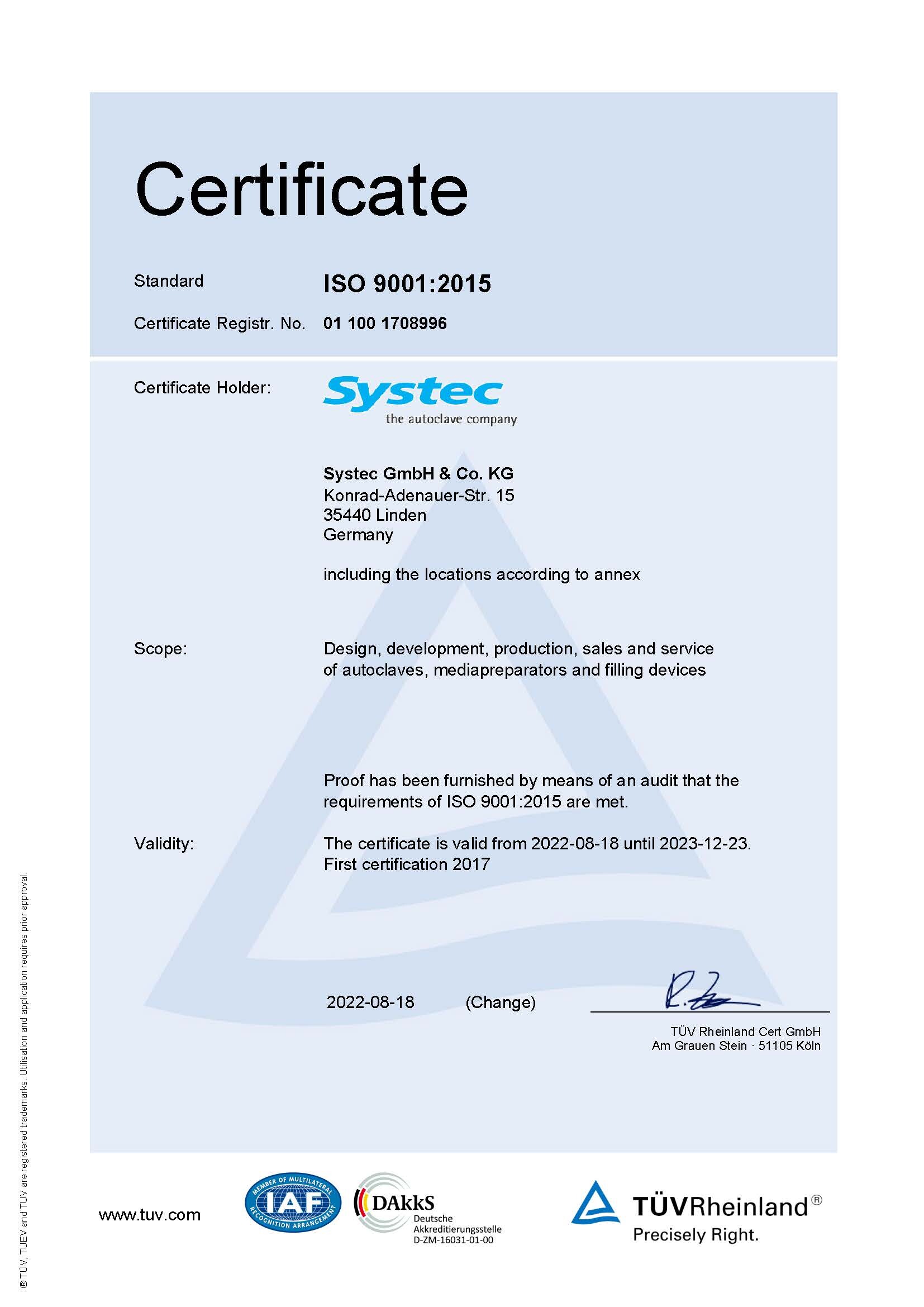 Certificazione ISO 2022